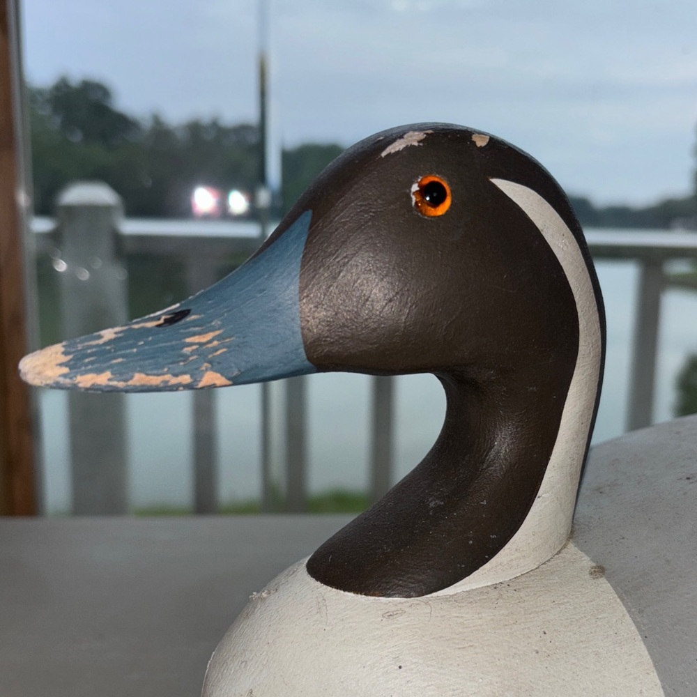 Vintage Hand Carved Hand painted Wooden Duck Decoy - Black/White/Grey/Blue - Picture 6 of 13